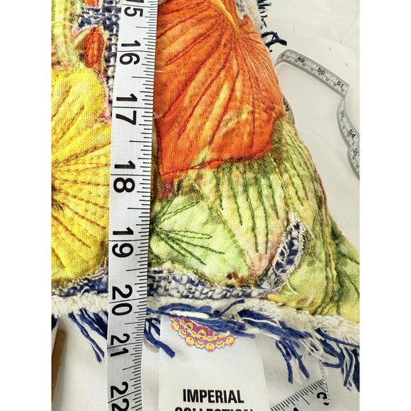 Imperial Collection Floral Flamingo Appliqué Beaded Fringed Throw Pillow - Picture 13 of 13